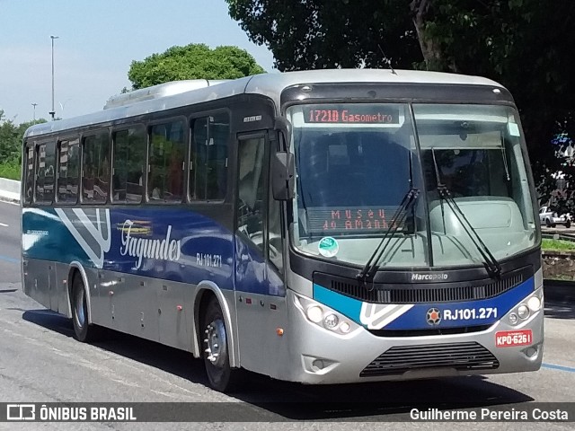 Auto Ônibus Fagundes RJ 101.271 na cidade de Rio de Janeiro, Rio de Janeiro, Brasil, por Guilherme Pereira Costa. ID da foto: 12057528.