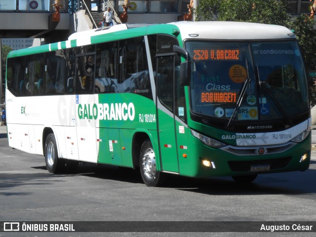 Viação Galo Branco RJ 181.014 na cidade de Rio de Janeiro, Rio de Janeiro, Brasil, por Augusto César. ID da foto: 12056226.