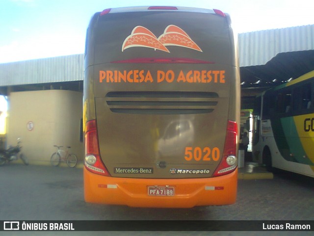 Auto Viação Princesa do Agreste 5020 na cidade de Serra Talhada, Pernambuco, Brasil, por Lucas Ramon. ID da foto: 12056454.
