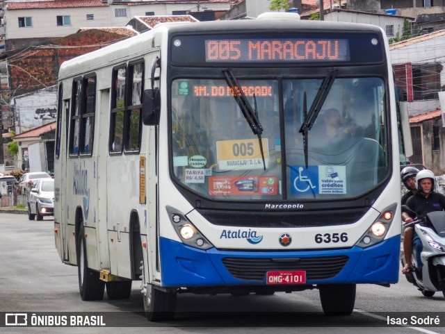 Viação Atalaia Transportes 6356 na cidade de Aracaju, Sergipe, Brasil, por Isac Sodré. ID da foto: 12055648.