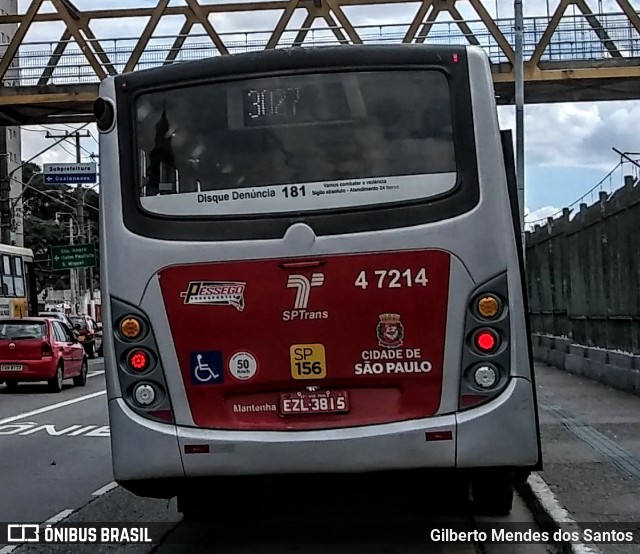 Pêssego Transportes 4 7214 na cidade de São Paulo, São Paulo, Brasil, por Gilberto Mendes dos Santos. ID da foto: 12055353.