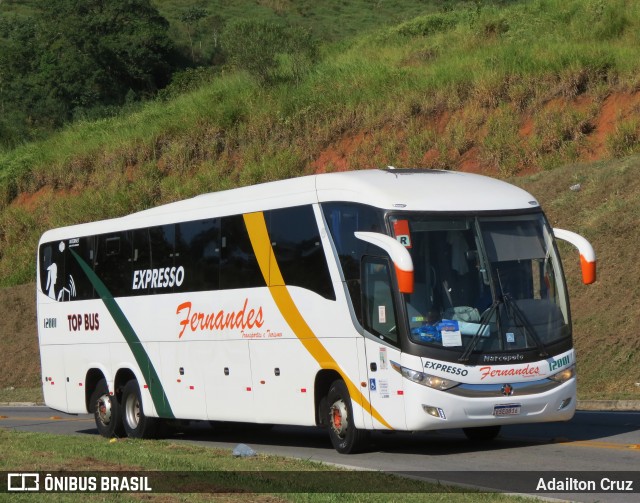 Fernandes Turismo 12001 na cidade de Aparecida, São Paulo, Brasil, por Adailton Cruz. ID da foto: 12059489.
