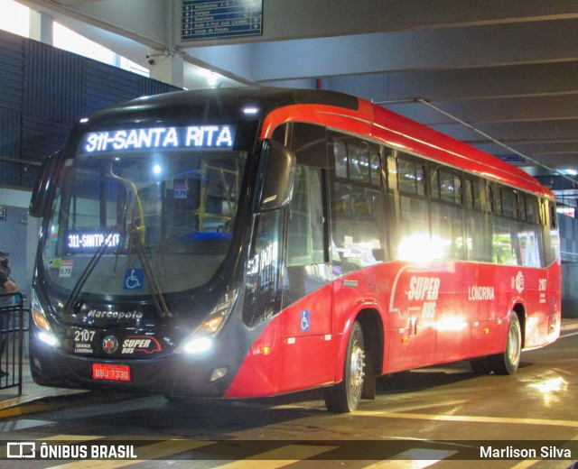 TCGL - Transportes Coletivos Grande Londrina 2107 na cidade de Londrina, Paraná, Brasil, por Marlison Silva. ID da foto: 12059258.