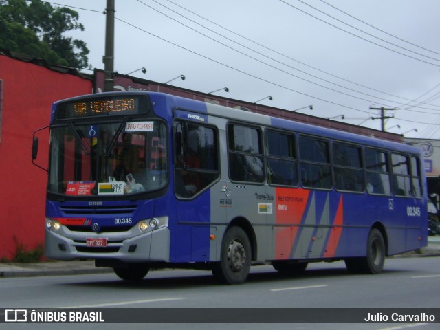 Trans Bus Transportes Coletivos 00.345 na cidade de São Bernardo do Campo, São Paulo, Brasil, por Julio Carvalho. ID da foto: 12058553.