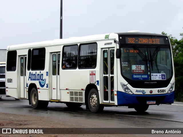 Viação Atalaia Transportes 6581 na cidade de Aracaju, Sergipe, Brasil, por Breno Antônio. ID da foto: 12059493.