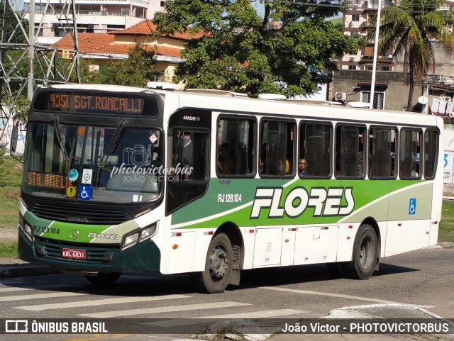 Transportes Flores RJ 128.104 na cidade de Nova Iguaçu, Rio de Janeiro, Brasil, por João Victor - PHOTOVICTORBUS. ID da foto: 12059695.
