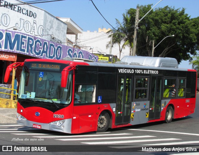 Itajaí Transportes Coletivos 2038 na cidade de Campinas, São Paulo, Brasil, por Matheus dos Anjos Silva. ID da foto: 12060430.