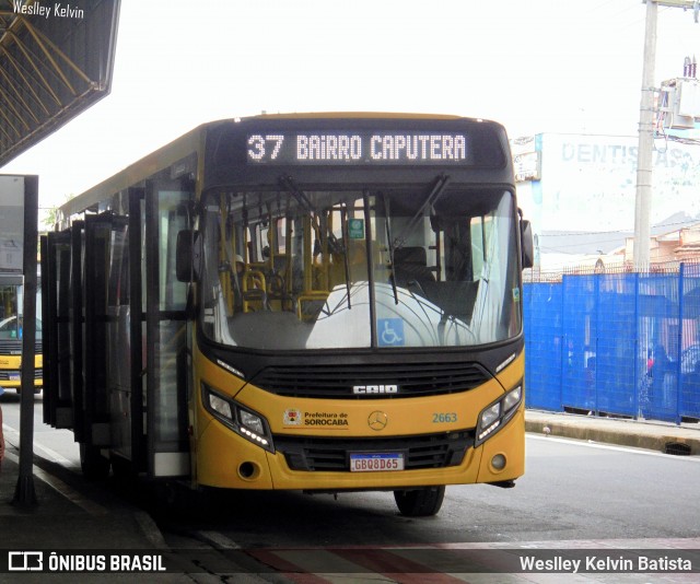 City Transporte Urbano Intermodal Sorocaba 2663 na cidade de Sorocaba, São Paulo, Brasil, por Weslley Kelvin Batista. ID da foto: 12059841.