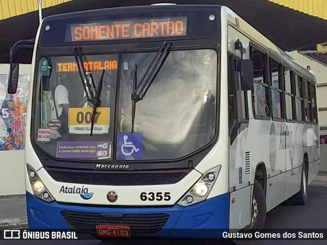 Viação Atalaia Transportes 6355 na cidade de Aracaju, Sergipe, Brasil, por Gustavo Gomes dos Santos. ID da foto: 12061468.