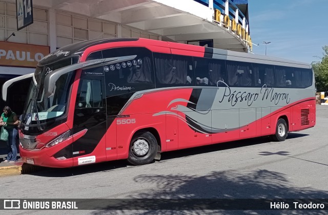 Empresa de Ônibus Pássaro Marron 5505 na cidade de Aparecida, São Paulo, Brasil, por Hélio  Teodoro. ID da foto: 12062833.
