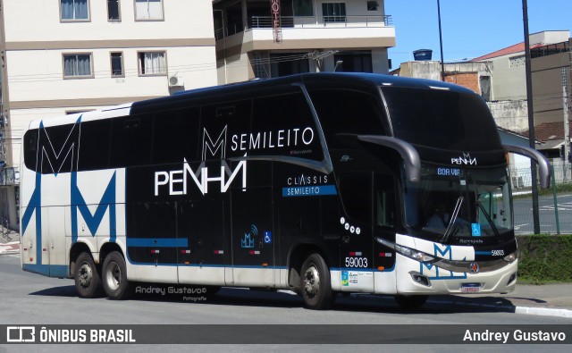 Empresa de Ônibus Nossa Senhora da Penha 59003 na cidade de Balneário Camboriú, Santa Catarina, Brasil, por Andrey Gustavo. ID da foto: 12063069.