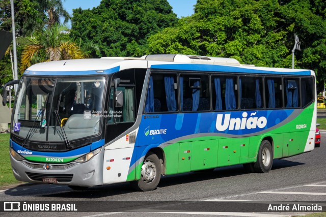 Viação União RJ 204.174 na cidade de Rio de Janeiro, Rio de Janeiro, Brasil, por André Almeida. ID da foto: 12062964.
