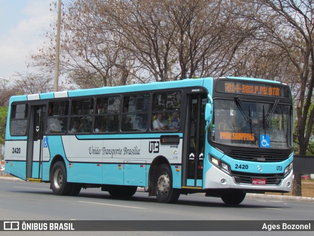 UTB - União Transporte Brasília 2420 na cidade de Brasília, Distrito Federal, Brasil, por Ages Bozonel. ID da foto: 12061587.