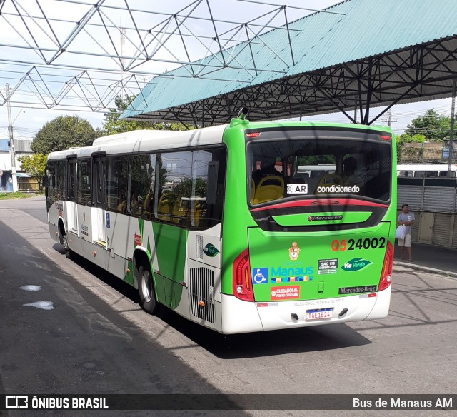 Via Verde Transportes Coletivos 0524002 na cidade de Manaus, Amazonas, Brasil, por Bus de Manaus AM. ID da foto: 12062965.