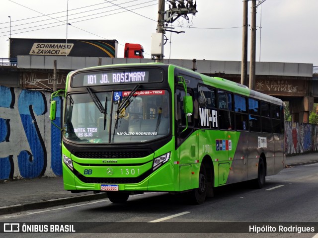 BB Transportes e Turismo 1301 na cidade de Itapevi, São Paulo, Brasil, por Hipólito Rodrigues. ID da foto: 12062857.