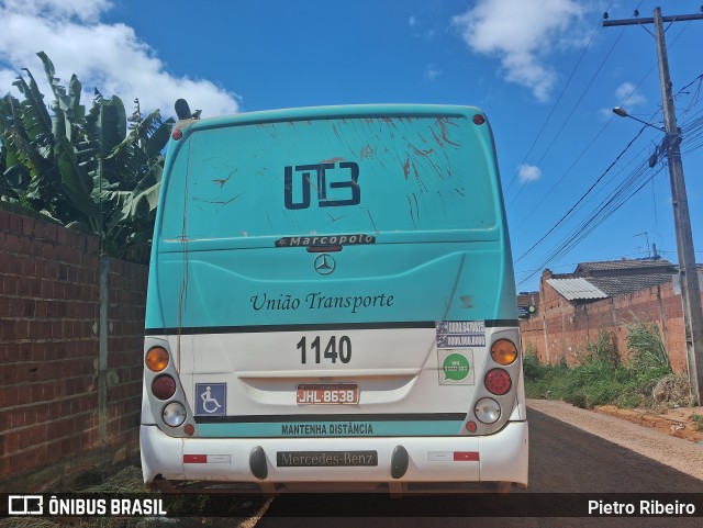 UTB - União Transporte Brasília 1140 na cidade de Padre Bernardo, Goiás, Brasil, por Pietro Ribeiro. ID da foto: 12061145.