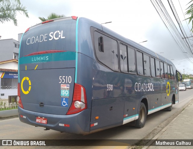Viação Cidade Sol 5510 na cidade de Laje, Bahia, Brasil, por Matheus Calhau. ID da foto: 12064023.