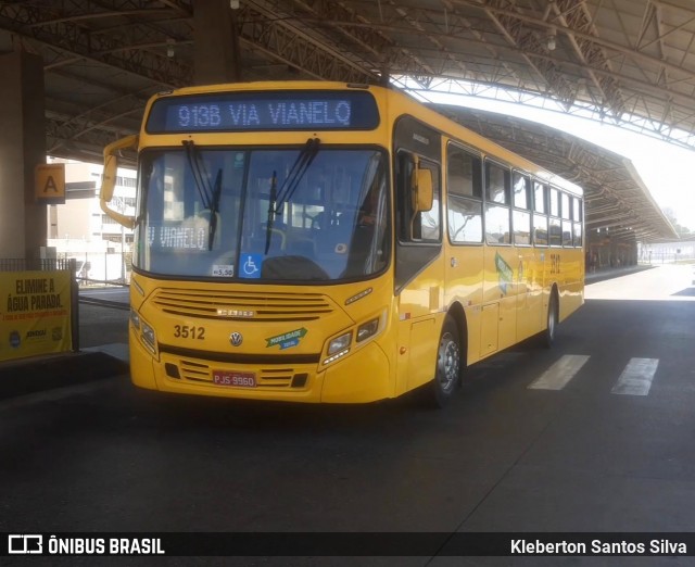 Auto Ônibus Três Irmãos 3512 na cidade de Jundiaí, São Paulo, Brasil, por Kleberton Santos Silva. ID da foto: 12063504.
