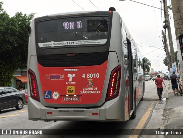 Express Transportes Urbanos Ltda 4 8010 na cidade de São Paulo, São Paulo, Brasil, por Thiago Lima. ID da foto: 12065142.