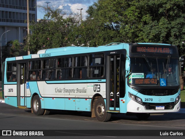 UTB - União Transporte Brasília 2670 na cidade de Brasília, Distrito Federal, Brasil, por Luis Carlos. ID da foto: 12064630.