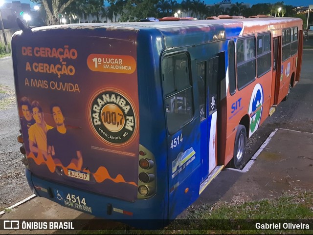 Viação Sorriso de Minas 4514 na cidade de Uberlândia, Minas Gerais, Brasil, por Gabriel Oliveira. ID da foto: 12064560.