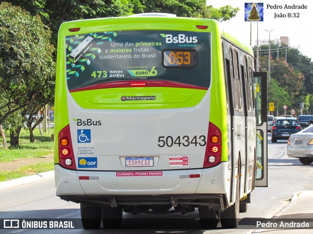 BsBus Mobilidade 504343 na cidade de Samambaia, Distrito Federal, Brasil, por Pedro Andrade. ID da foto: 12063621.