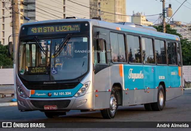 Auto Ônibus Fagundes RJ 101.334 na cidade de Niterói, Rio de Janeiro, Brasil, por André Almeida. ID da foto: 12086019.