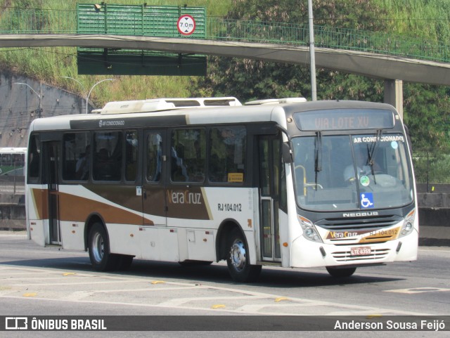 Auto Ônibus Vera Cruz RJ 104.012 na cidade de Duque de Caxias, Rio de Janeiro, Brasil, por Anderson Sousa Feijó. ID da foto: 12086990.