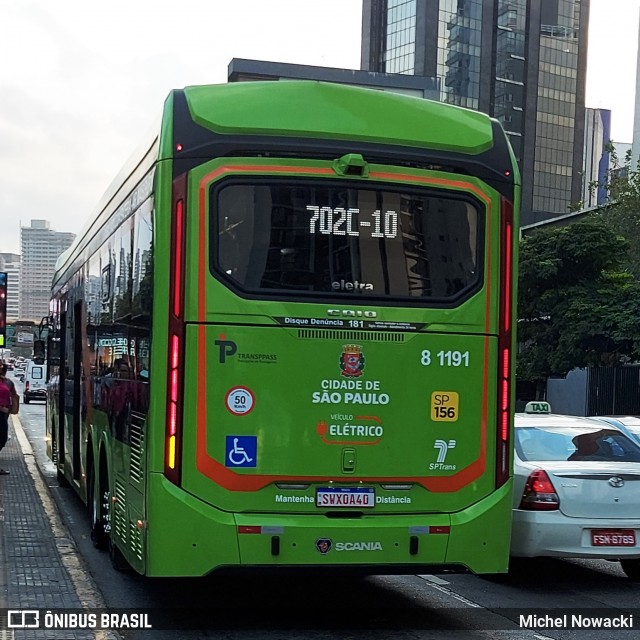 TRANSPPASS - Transporte de Passageiros 8 1191 na cidade de São Paulo, São Paulo, Brasil, por Michel Nowacki. ID da foto: 12085869.