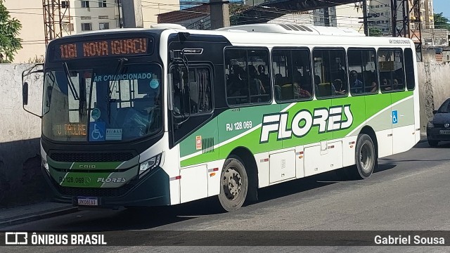Transportes Flores RJ 128.069 na cidade de Duque de Caxias, Rio de Janeiro, Brasil, por Gabriel Sousa. ID da foto: 12086363.