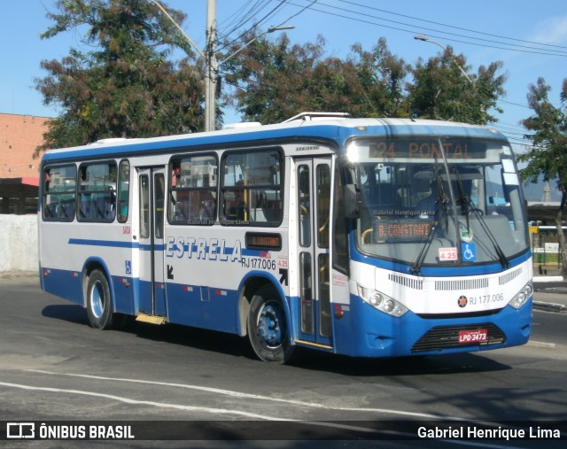 Viação Estrela RJ 177.006 na cidade de Niterói, Rio de Janeiro, Brasil, por Gabriel Henrique Lima. ID da foto: 12085618.