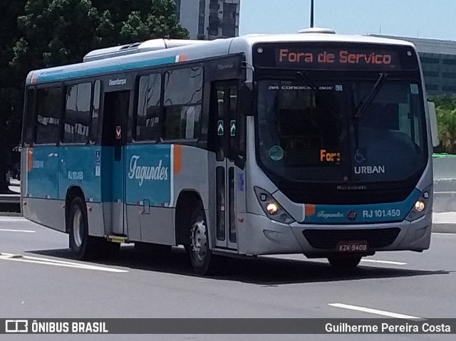 Auto Ônibus Fagundes RJ 101.450 na cidade de Rio de Janeiro, Rio de Janeiro, Brasil, por Guilherme Pereira Costa. ID da foto: 12087022.
