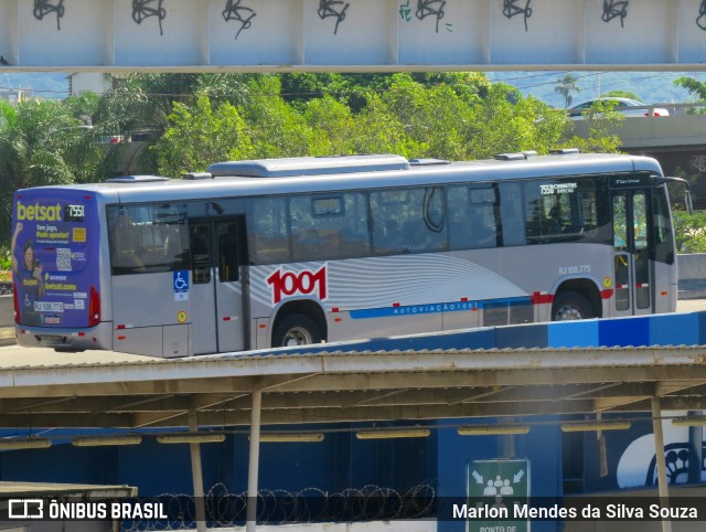 Auto Viação 1001 RJ 108.775 na cidade de Rio de Janeiro, Rio de Janeiro, Brasil, por Marlon Mendes da Silva Souza. ID da foto: 12085998.