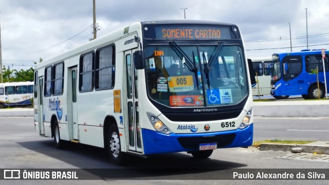 Viação Atalaia Transportes 6512 na cidade de Aracaju, Sergipe, Brasil, por Paulo Alexandre da Silva. ID da foto: 12088458.