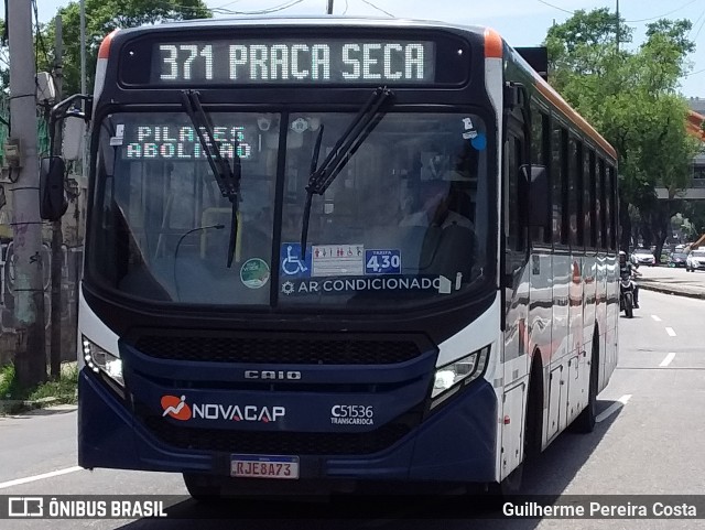 Viação Novacap C51536 na cidade de Rio de Janeiro, Rio de Janeiro, Brasil, por Guilherme Pereira Costa. ID da foto: 12087343.