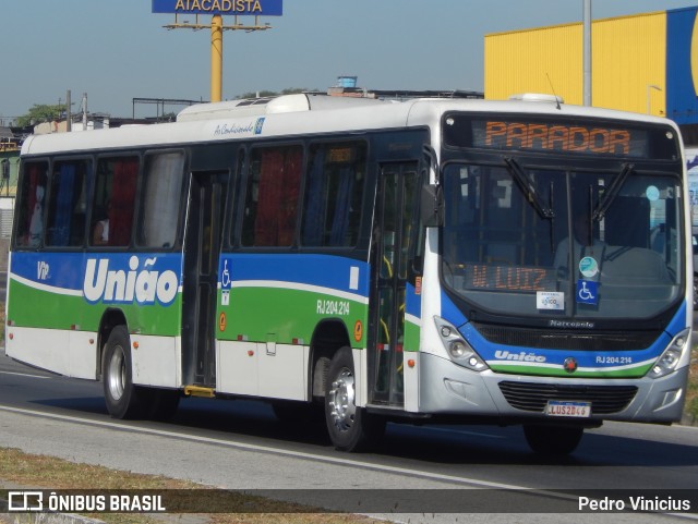 Viação União RJ 204.214 na cidade de Duque de Caxias, Rio de Janeiro, Brasil, por Pedro Vinicius. ID da foto: 12087420.