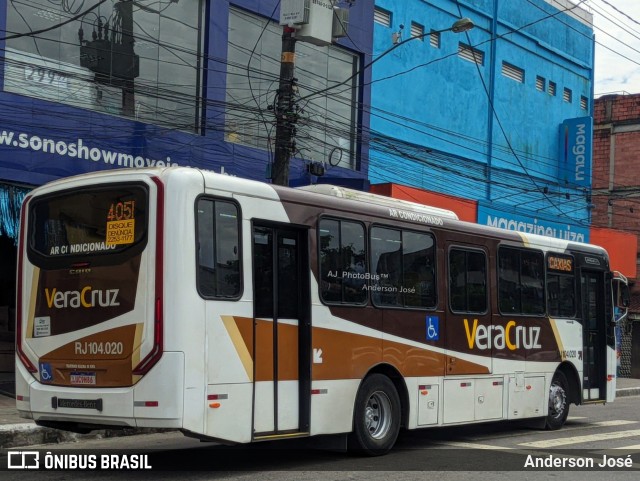 Auto Ônibus Vera Cruz RJ 104.020 na cidade de Magé, Rio de Janeiro, Brasil, por Anderson José. ID da foto: 12087163.