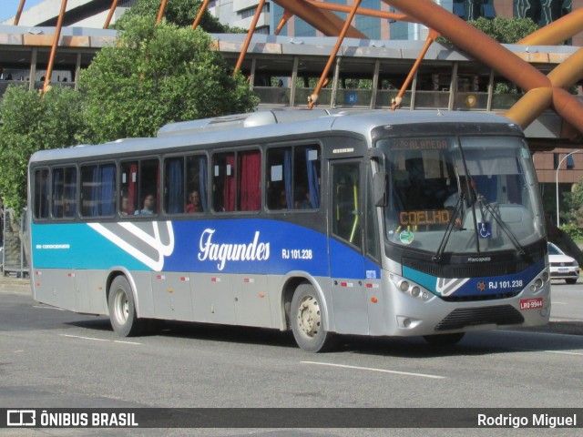 Auto Ônibus Fagundes RJ 101.238 na cidade de Rio de Janeiro, Rio de Janeiro, Brasil, por Rodrigo Miguel. ID da foto: 12087827.