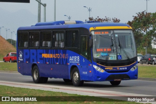Premium Auto Ônibus A41818 na cidade de Rio de Janeiro, Rio de Janeiro, Brasil, por Rodrigo Miguel. ID da foto: 12087742.