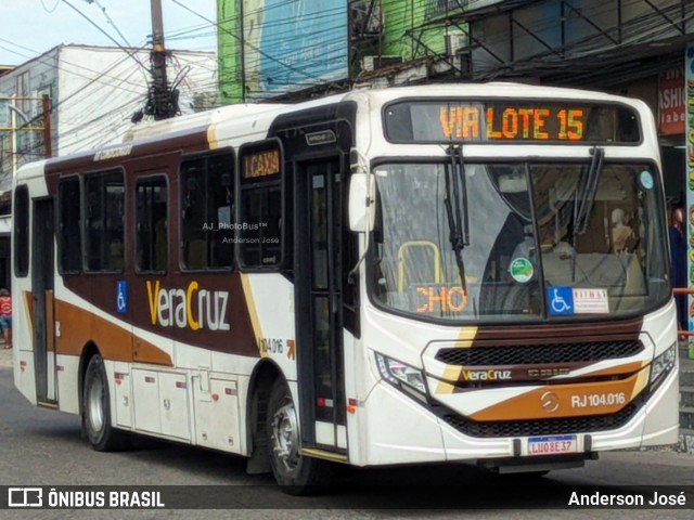 Auto Ônibus Vera Cruz RJ 104.016 na cidade de Magé, Rio de Janeiro, Brasil, por Anderson José. ID da foto: 12087103.