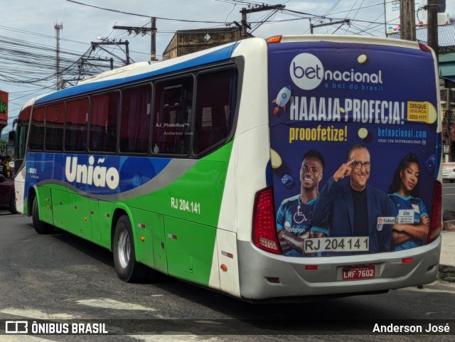 Viação União RJ 204.141 na cidade de Magé, Rio de Janeiro, Brasil, por Anderson José. ID da foto: 12087148.