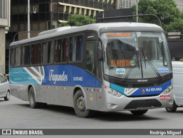 Auto Ônibus Fagundes RJ 101.463 na cidade de Rio de Janeiro, Rio de Janeiro, Brasil, por Rodrigo Miguel. ID da foto: 12087823.