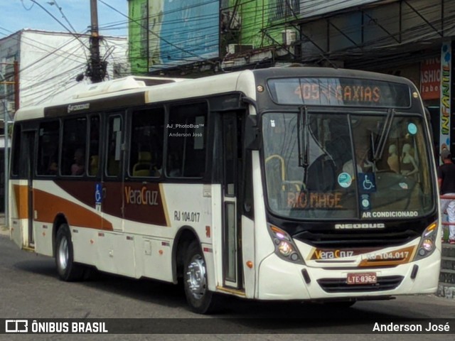 Auto Ônibus Vera Cruz RJ 104.017 na cidade de Magé, Rio de Janeiro, Brasil, por Anderson José. ID da foto: 12087122.