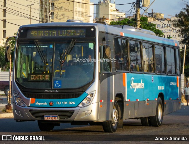 Auto Ônibus Fagundes RJ 101.024 na cidade de Niterói, Rio de Janeiro, Brasil, por André Almeida. ID da foto: 12088858.