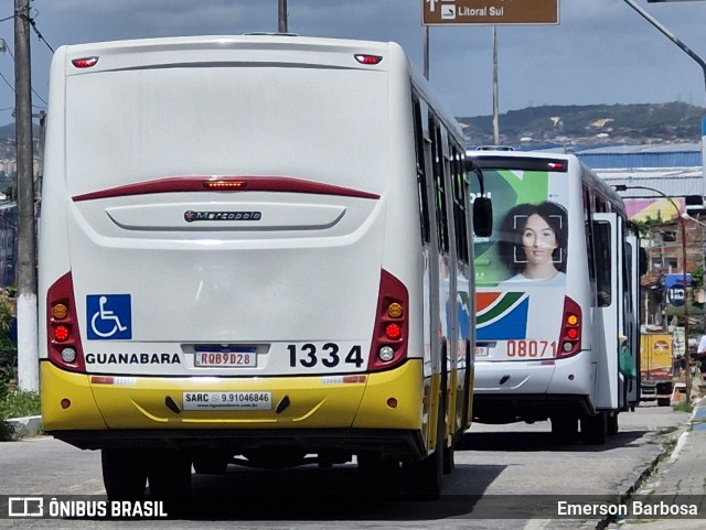 Transportes Guanabara 1334 na cidade de Natal, Rio Grande do Norte, Brasil, por Emerson Barbosa. ID da foto: 12090713.