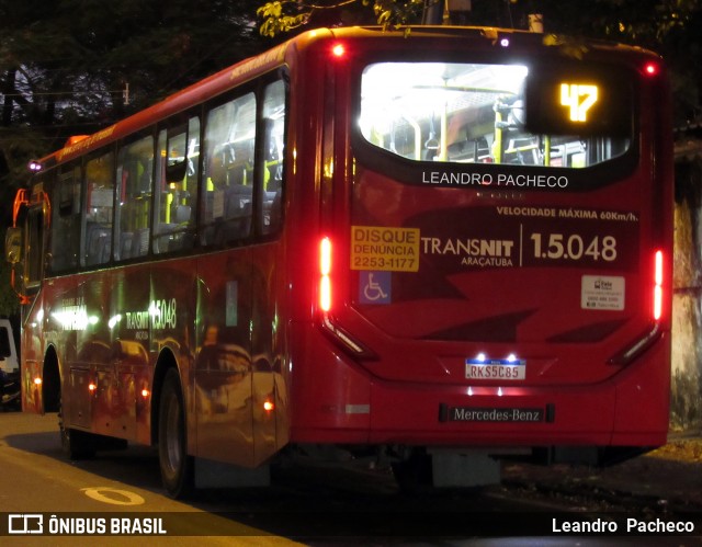 Viação Araçatuba 1.5.048 na cidade de Niterói, Rio de Janeiro, Brasil, por Leandro  Pacheco. ID da foto: 12090056.