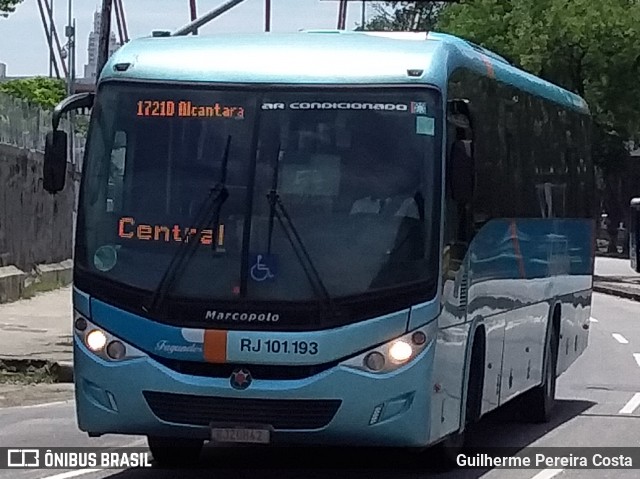 Auto Ônibus Fagundes RJ 101.193 na cidade de Rio de Janeiro, Rio de Janeiro, Brasil, por Guilherme Pereira Costa. ID da foto: 12091161.