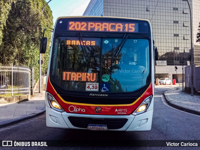 Auto Viação Alpha A48115 na cidade de Rio de Janeiro, Rio de Janeiro, Brasil, por Victor Carioca. ID da foto: 12091233.