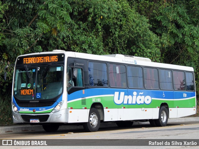 Viação União DC 1.103 na cidade de Duque de Caxias, Rio de Janeiro, Brasil, por Rafael da Silva Xarão. ID da foto: 12091072.