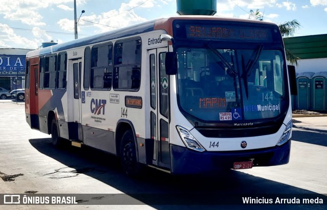 CMT - Consórcio Metropolitano Transportes 144 na cidade de Várzea Grande, Mato Grosso, Brasil, por Winicius Arruda meda. ID da foto: 12090998.